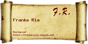 Franke Ria névjegykártya